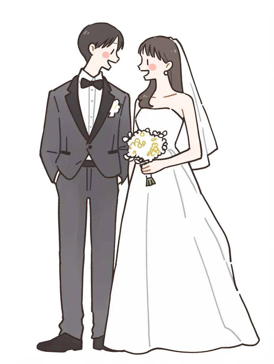 幸せな結婚式のシーンオリジナルイラスト, 結婚式, シーン, 空イラスト画像、PNGフリー 素材の、ロイヤリティフリ