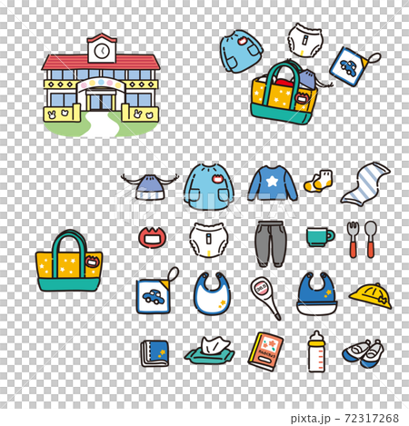 保育園・幼稚園の持ち物 線あり・カラー イラスト - No: 24173709無料イラスト・フリー素材なら「イラストAC」