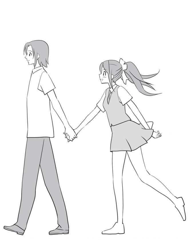 駐車場で手を繋いで歩く娘とパパの無料 フリー イラストかわいい手描きの無料素材「てがきっず」保育園・小学校・介護施設にぴったりのフリー素材イラスト