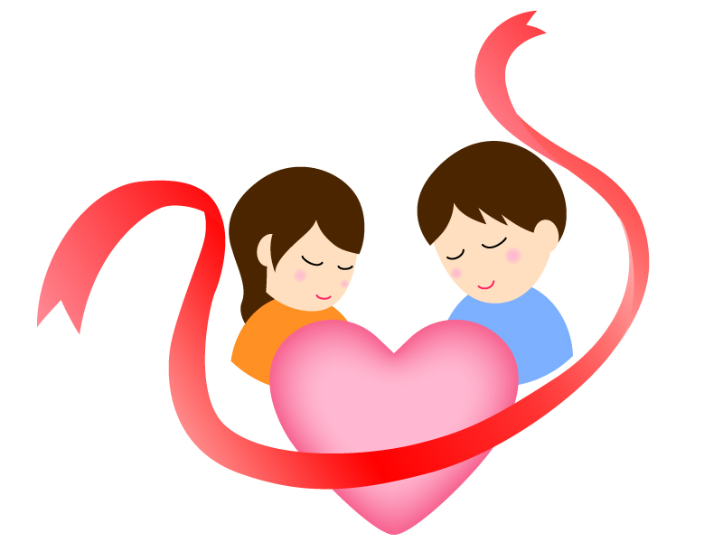 ラブラブなカップルの男性と女性のフリーイラストフリーイラスト・クラシック フリクラ