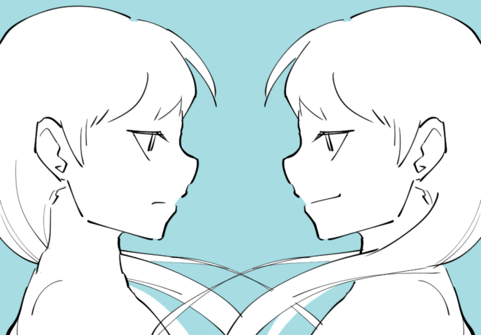 2人構図で仲良しの笑顔イラスト・フリー素材なら「シンテリ」