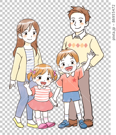 手書き家族の幸せなひとときイラスト素材イラスト・フリー素材なら「シンテリ」