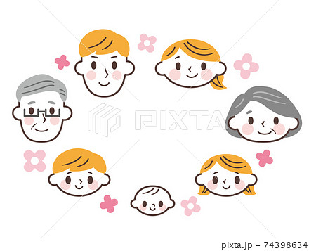 かわいい手描きの3世代家族セットイラスト - No: 1495288無料イラスト・フリー素材なら「イラストAC」