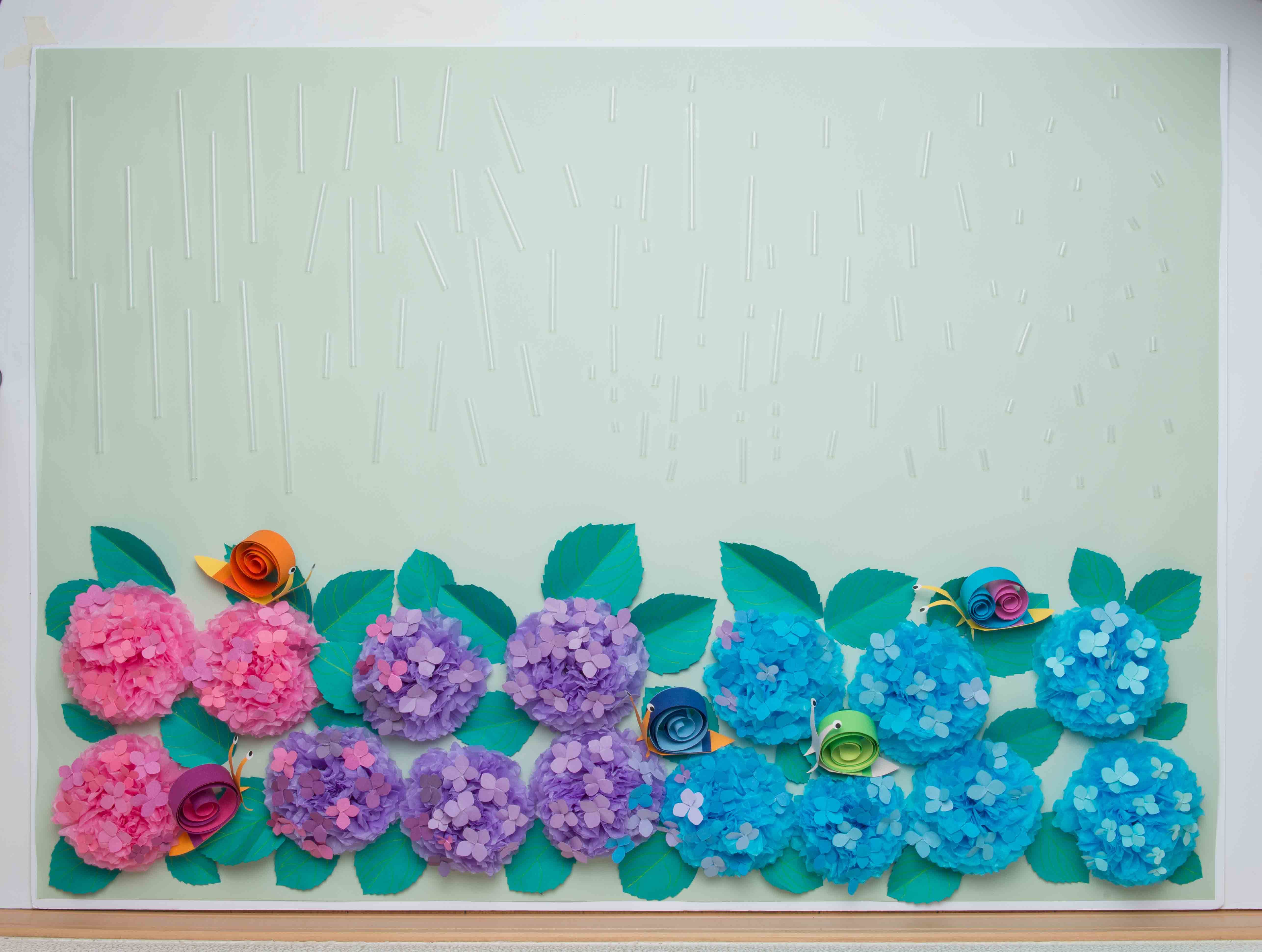 ６月壁面」のアイデア 31 件あじさい 製作, あじさい クラフト, 壁面 飾り