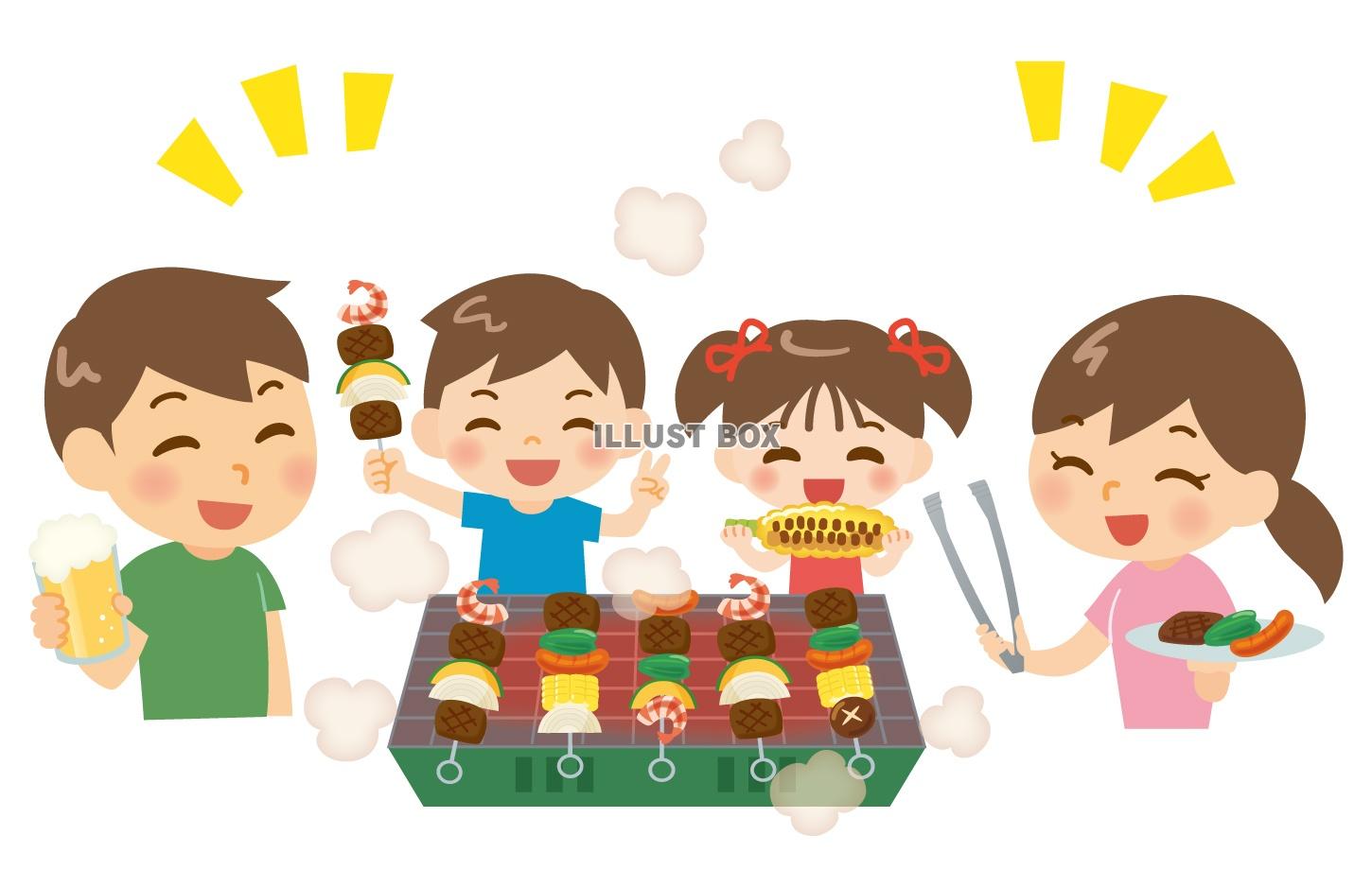 バーベキューを楽しむ家族のイラスト素材28636017- PIXTA