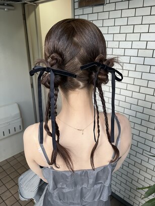 簡単ヘアアレンジ ハーフツインおだんご♡女の子に人気の可愛い髪型