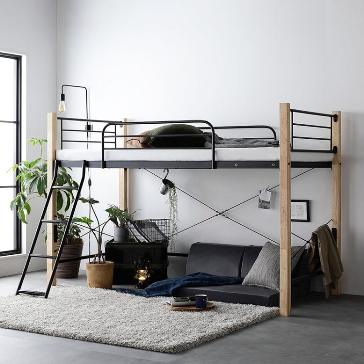 システムベッド ロフトベッド 3点セット ロータイプ シングル ベッド デスク 学習机 収納棚 ワゴン レイアウト自由 省スペース 木製 子供部屋家具 送料無料