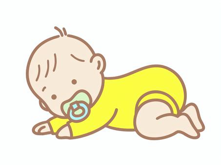 かわいい赤ちゃんの男の子は、女の子が四つん這いのベクトルイラストスケッチにクロールのイラスト素材・ベクター Image 99881895