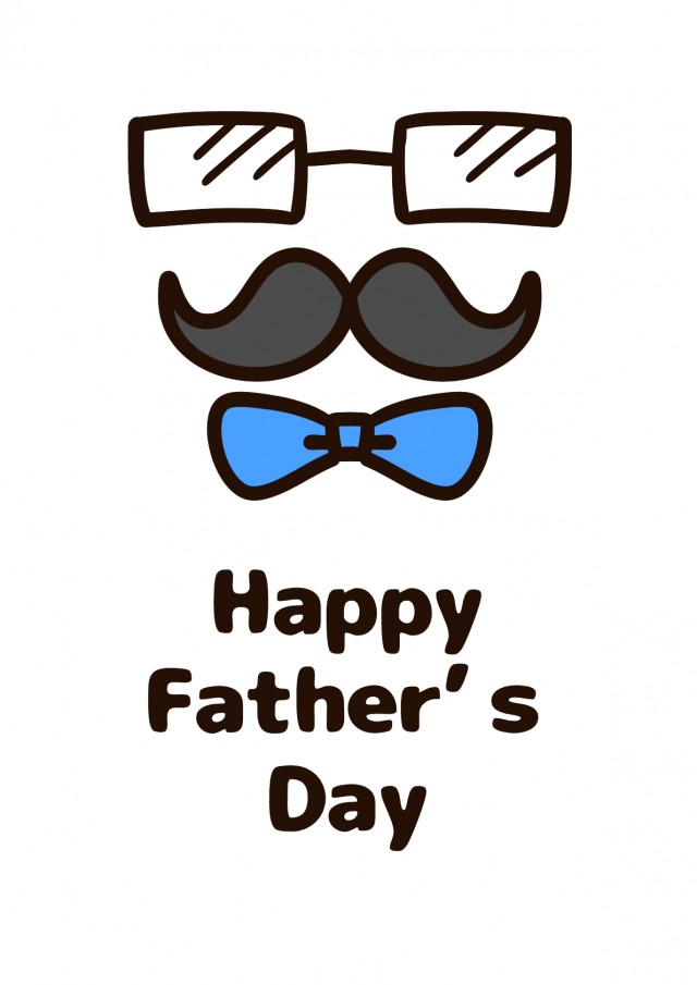 父の日・白黒メッセージセット：イラスト無料