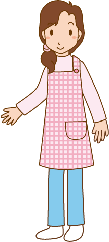 フリーイラストエプロン姿で喜ぶ主婦パブリックドメインQ：著作権フリー画像素材集