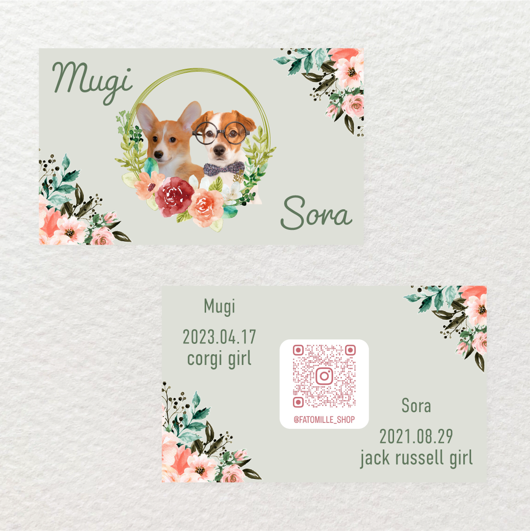 フルオーダーペット名刺 印刷会社印刷で両面200枚