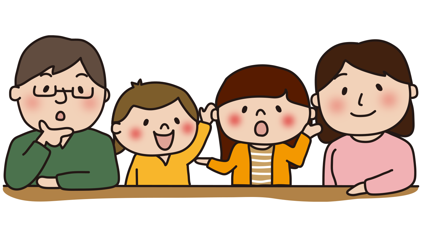 自分の家に住む4人家族のイメージの手書きイラスト。核家族。のイラスト素材・ベクター Image 183057149