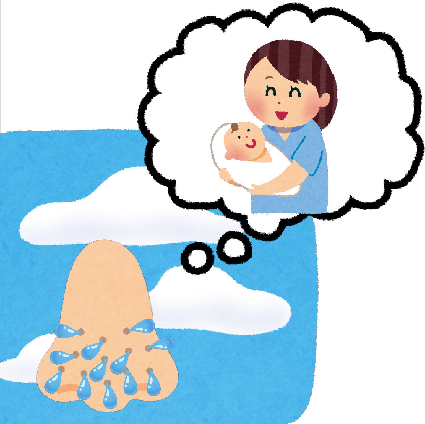 赤ちゃんのマスク姿『笑顔』無料イラスト62013素材Good