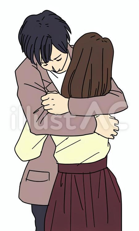 後ろから抱きつき頬にキス - CLIP STUDIO ASSETS