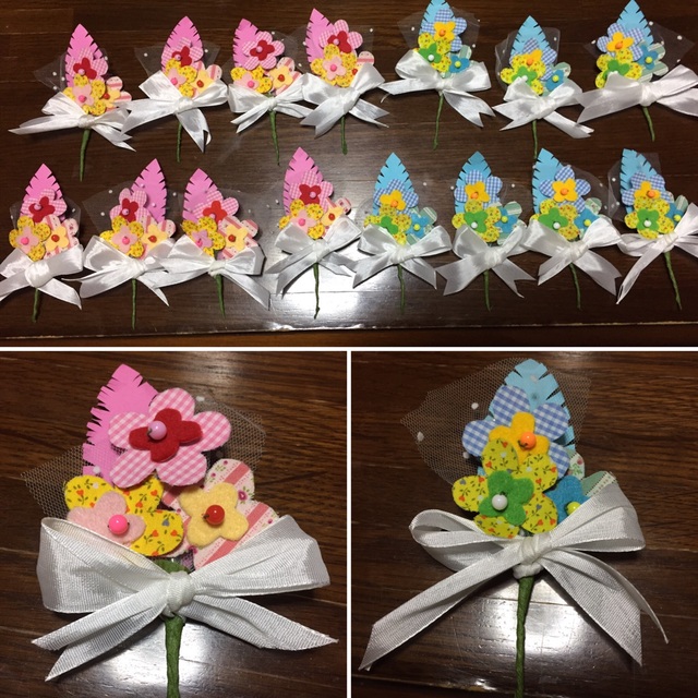 イレーヌ 親子セット フェルトアネモネのコサージュ 卒業式や入学式などハレの日の胸元を飾る