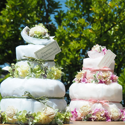 おむつケーキ 出産祝いギフト 御祝 ベビーギフト 贈り物 あすつく 女の子用 ベビーシャワー ２ステップおむつケーキ with ホースバルーン forGIRL : ハンサムギフト - 通販 - Yahoo!ショッピング