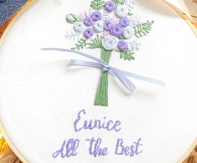 カスタムウェディング刺繍キット：記念日の花の刺繍 - Etsy 日本