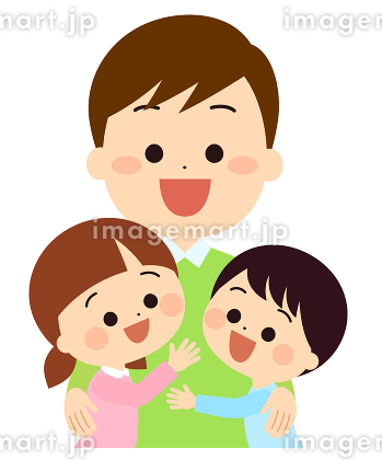 ママに抱き着く子ども：イラスト無料