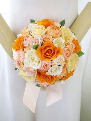 受注生産 オレンジショコラのブーケ造花ブーケ ウェディングブーケ 持ち込みブーケ アー＊造花