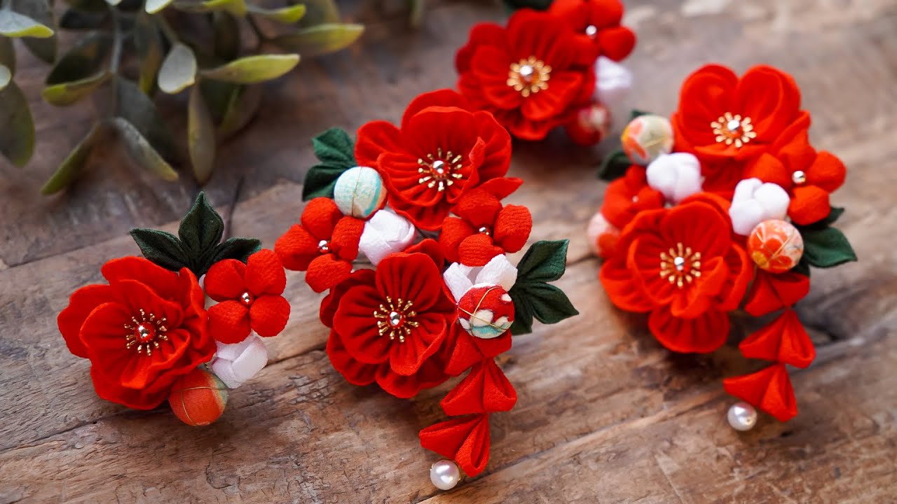 髪飾り 手作りキット K-011 つまみ細工 ・ リボン 小袴 卒業式 七五三 和装 などに ハンドメイド用品 - メルカリ