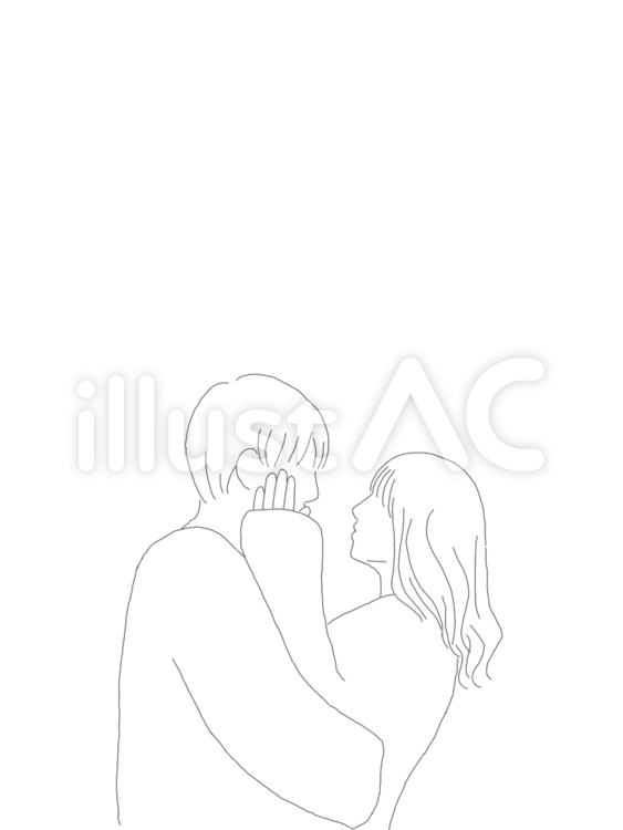 幸せなカップルのイラスト かわいいカップル 女の子と男の子 恋するカップル ハートPremiumベクトル素材