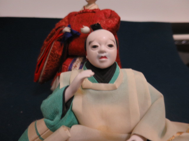 雛人形 正絹金襴 手造り木製頭 官女 随身 仕丁 五人ばやし 木製共箱