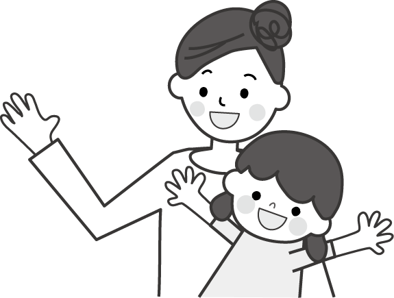 スーパーマーケットで買い物する親子イラストオケスタジオMAKOイラストレーション