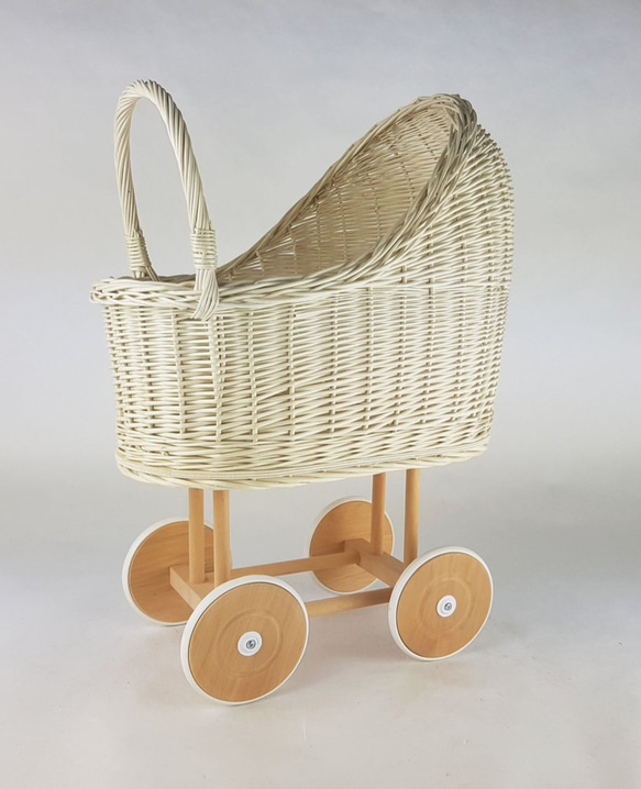 レトロ ラタン ドールベビーカー ベビーカー ごっこ遊び おままごと おもちゃ 手押し車
