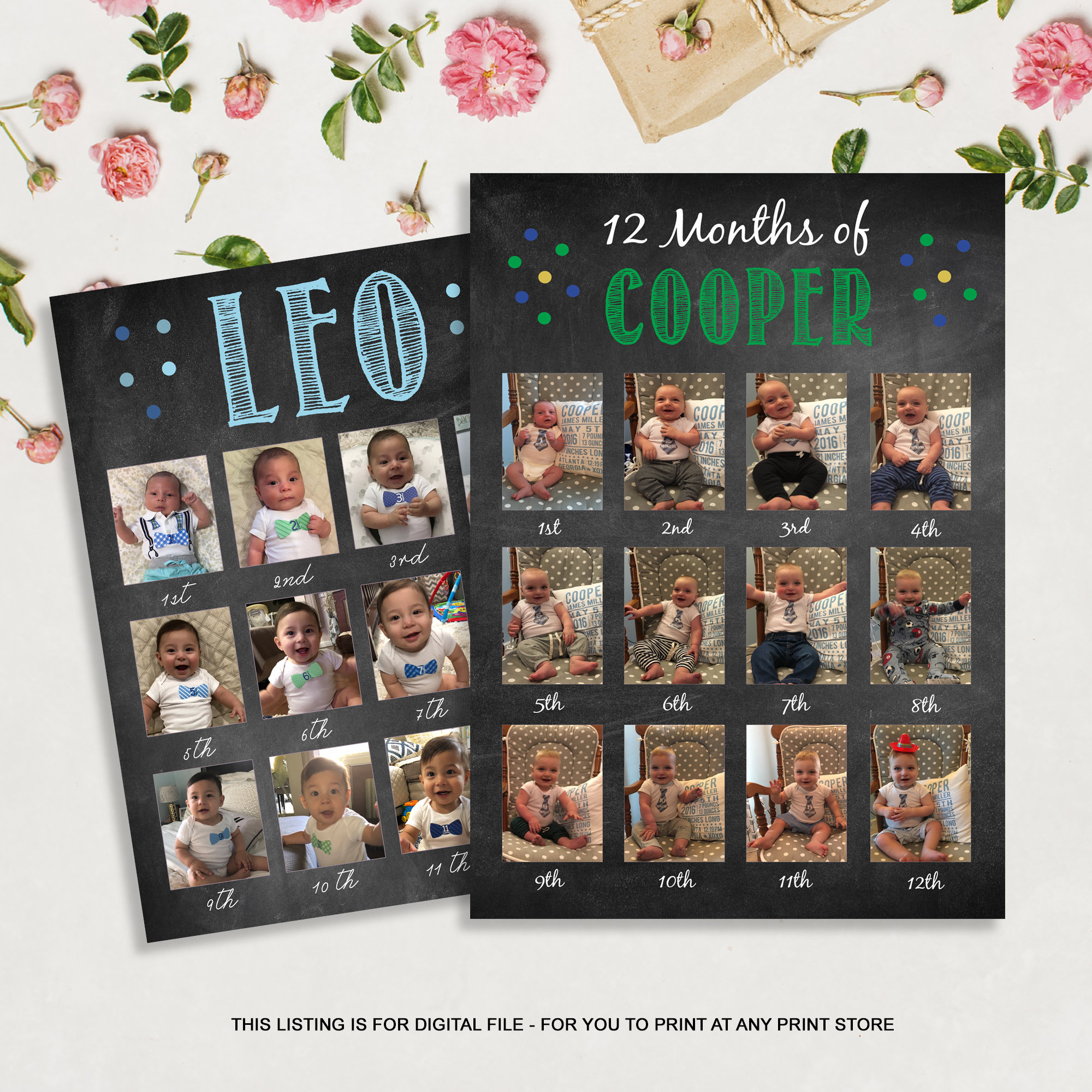 100均 1歳のお祝いコラージュボードが100均の材料で作れる♪ベビーカレンダ