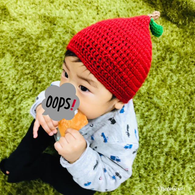 どんぐり帽子 果物りんご コットン100%HANDMADE MORITA