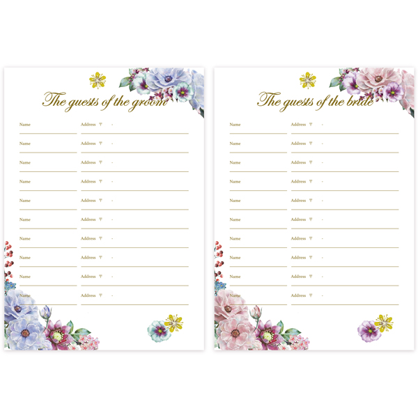 結婚式で使えるシンプルな名前のみ芳名帳の無料テンプレート📑無料ダウンロード！テンプレルン📑無料ダウンロード！テンプレルン