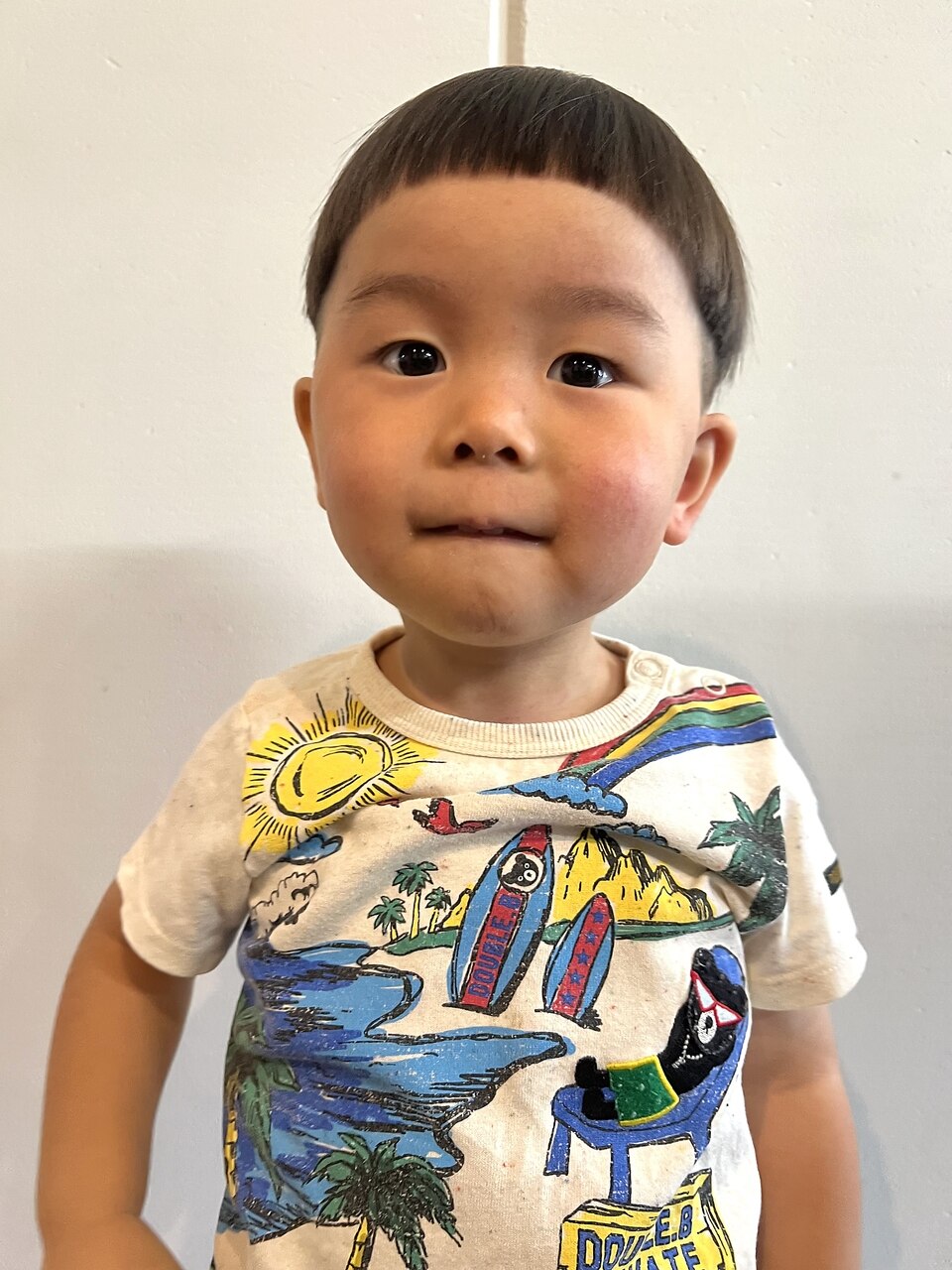 キッズカット男の子 ツーブロックマッシュのぱっつん前髪 静岡県東部、沼津市にある しもやま美容室
