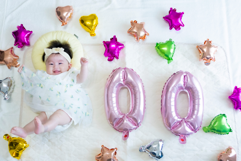 百日の記念撮影でご兄弟は大はりきり！石川県金沢市・能美市の写真館フォトアトリエアディ