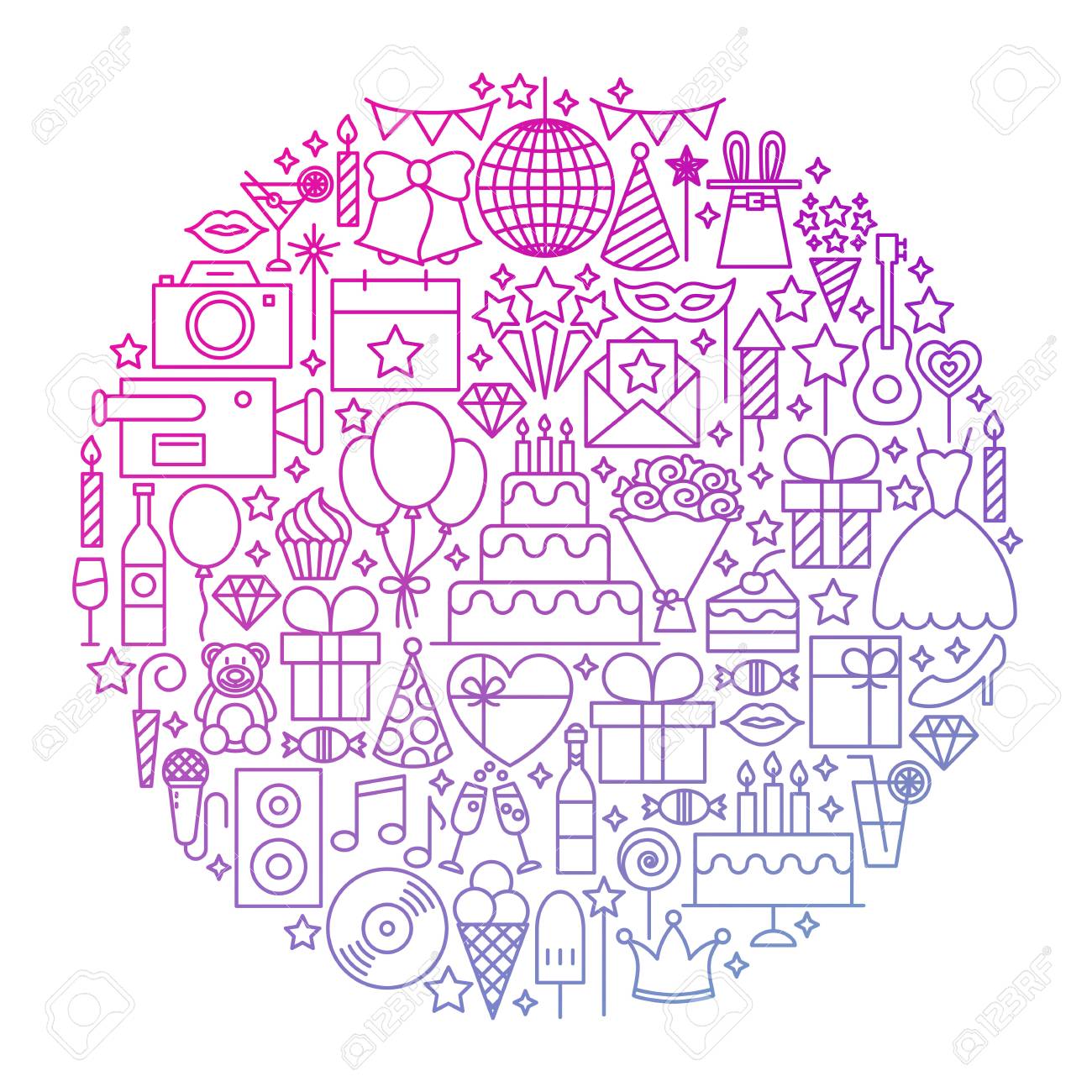 5,290 Happy Birthday Icons High Res Illustrations - Getty Images