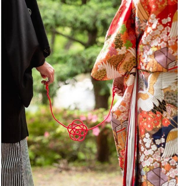 赤い糸寿ウエディングフォトプロップス結婚式前撮り和小物和装ブライダルアイテム飾り