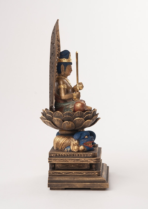 楽天市場 NO-3 卯 うさぎ・兎 年生まれの守り本尊風水の≪純金メッキ仏像≫□文殊菩薩 もんじゅぼさつ □高級木黒檀の台座・水杯・仏像の3点セット！: 風水の森