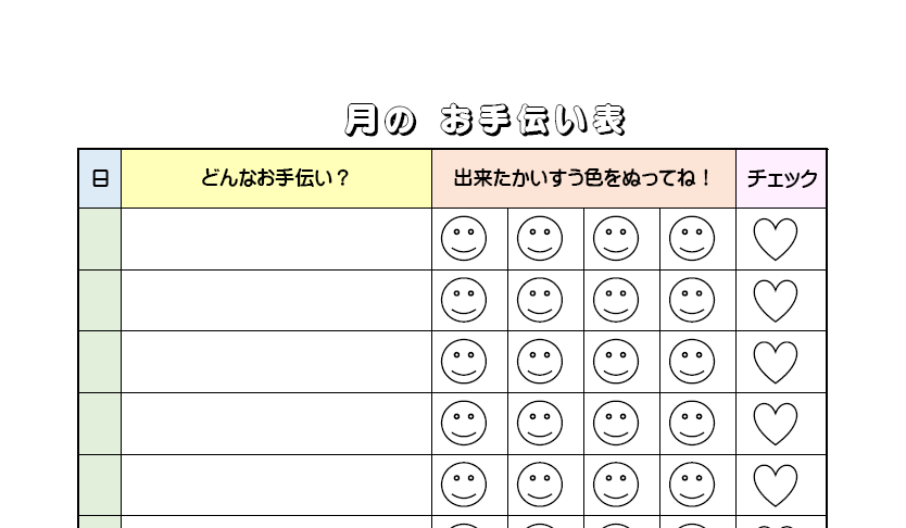 お手伝いシート・生活チェックシートぷりんときっず