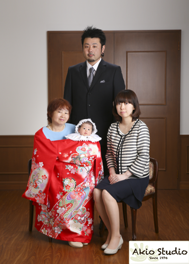 家族写真・パパママ着物・お宮参り・女の子掛着 - いせや写真スタジオ江戸川区の写真スタジオ