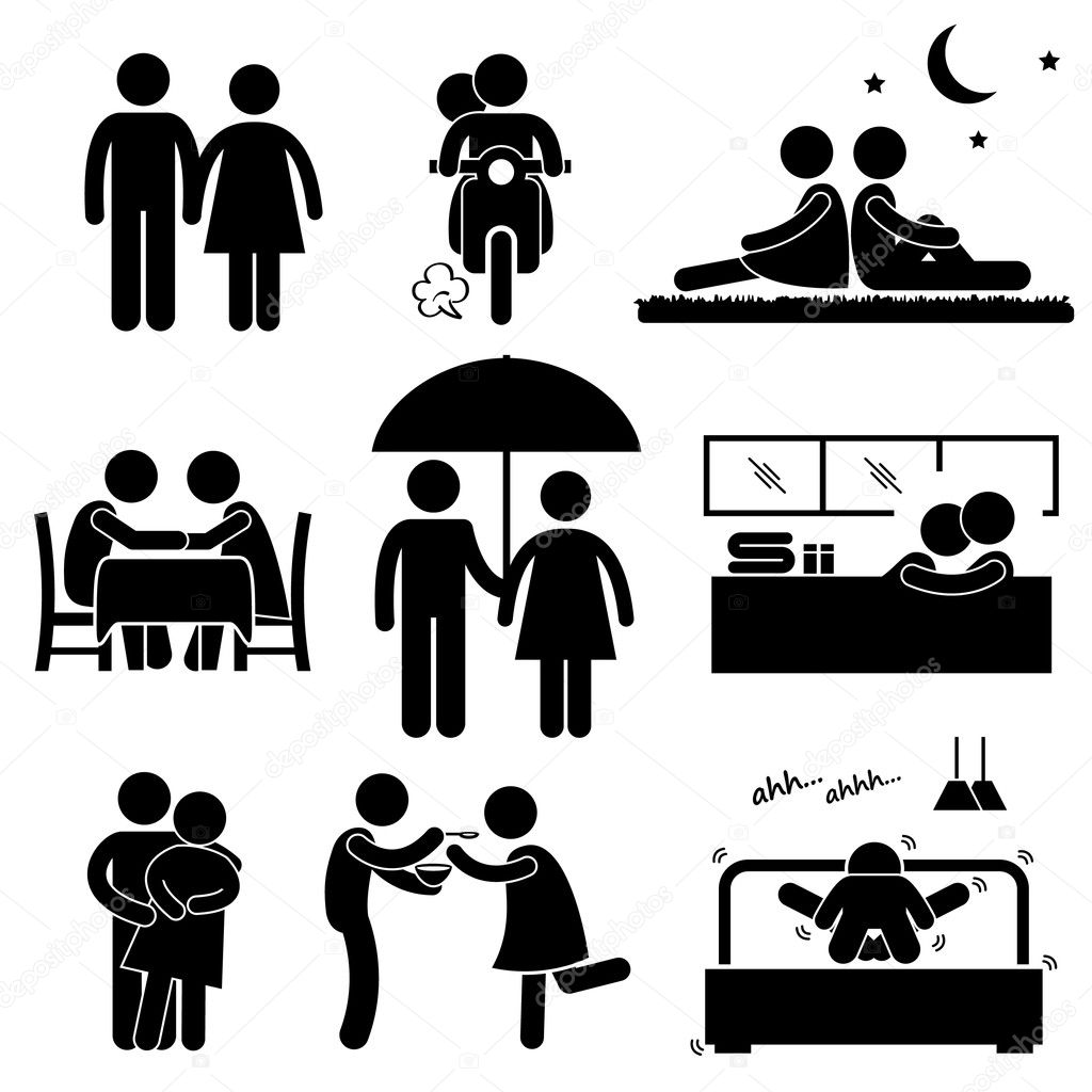 恋人のカップルのボーイ フレンドのガール フレンド恋人関係活動スティック図ピクトグラム アイコン ストックベクター ©leremy 25223067