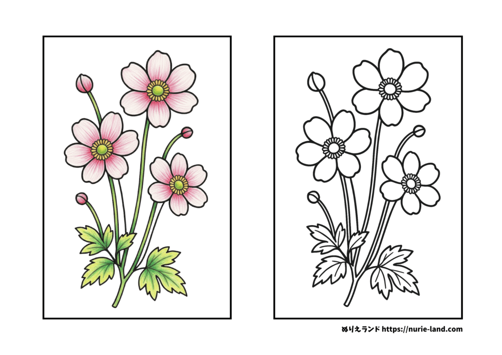 子供のための春の花ぬりえのイラスト素材・ベクター Image 195041035