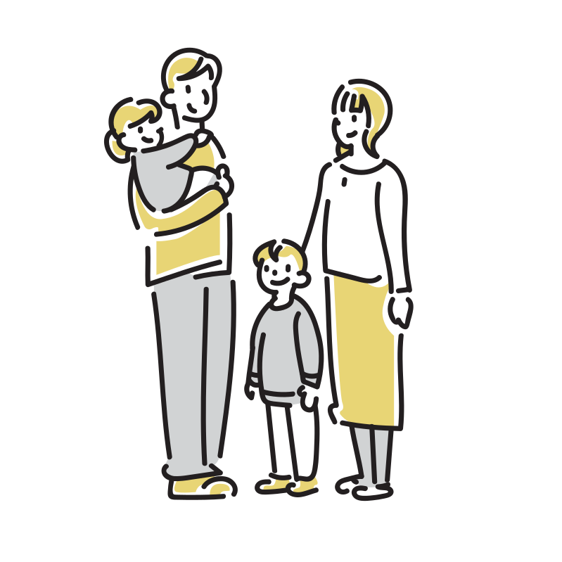 かわいい家族 親子 お出かけ レジャーイラスト