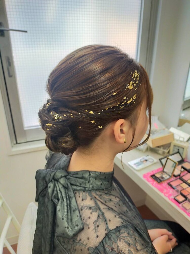金箔 髪飾り 成人式ヘアアレンジ ネイル 5ｇ 結婚式お呼ばれヘア✨️, 髪飾り＋金箔やラメで更に華やかに👍🏻 ̖́-,結婚式ヘアアレンジ ,結婚式お呼ばれ ,結婚式ヘア ,列席者ヘアセット ,お呼ばれヘア ,お呼ばれヘアアレンジ ,成人式ヘアセット ,県外の