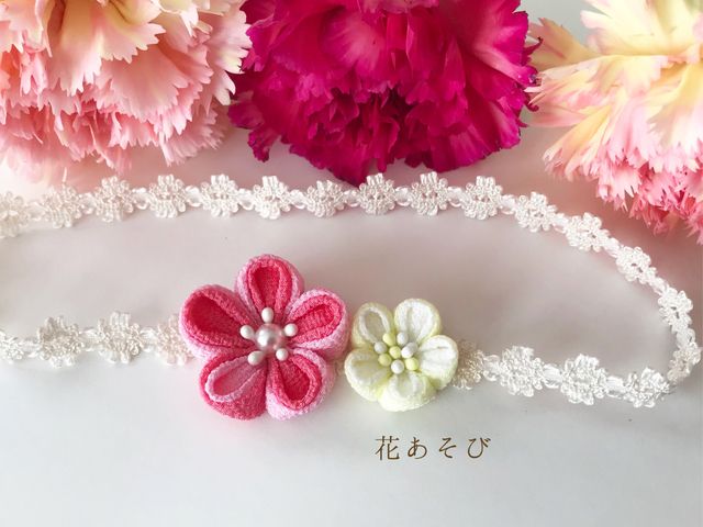 No.303 ヘアバンド お雛様 髪飾り お宮参り 百日祝い つまみ細工の通販 by ねこ's shopラクマ