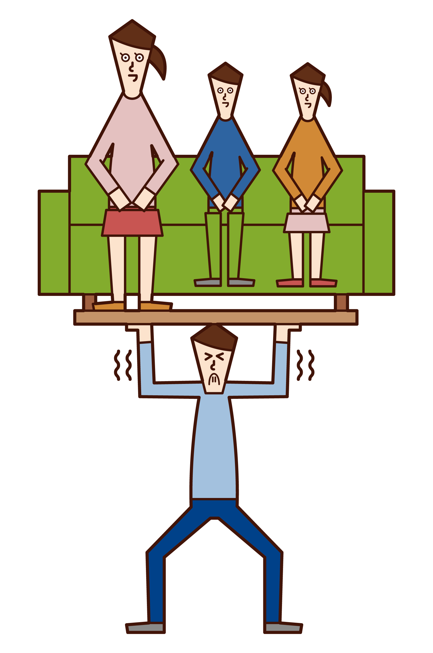 くつろぐ家族・絵を描くこども、宿題をする子どものイラスト カラー子供と動物のイラスト屋さん わたなべふみ