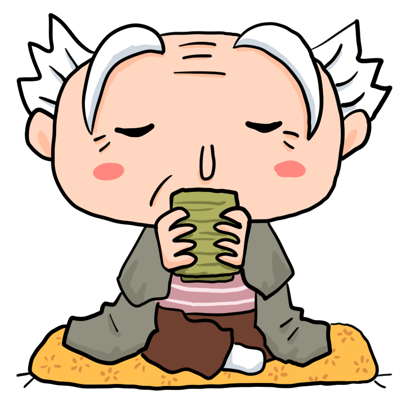 イラスト・３人で散歩するおじいちゃんたちのイラスト ぬりえ子供と動物のイラスト屋さん わたなべふみ