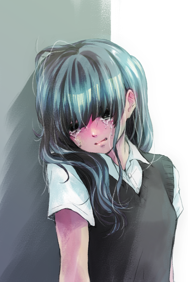 女の子の泣き顔を描いたイラスト特集