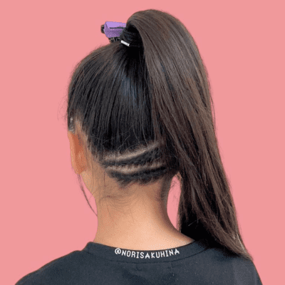 後頭部編み込みしたポニーテールアレンジ！ 編み込みkidshairhairhairstyleキッズヘアアレンジ女の子ヘアアレンジインナーカラーヘアアレンジ子供ヘアアレンジダンスヘア
