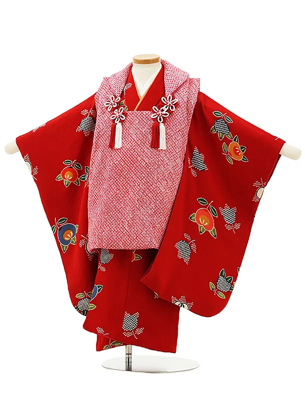 七五三 3歳 レンタル 女の子 正絹被布着物10点セット「赤地に花車と熨斗 被布：赤」の通販はau PAY マーケット - なでしこau PAYマーケット－通販サイト