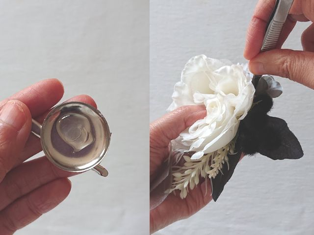 ダイソー・セリアの花材でコサージュを手作りLEE