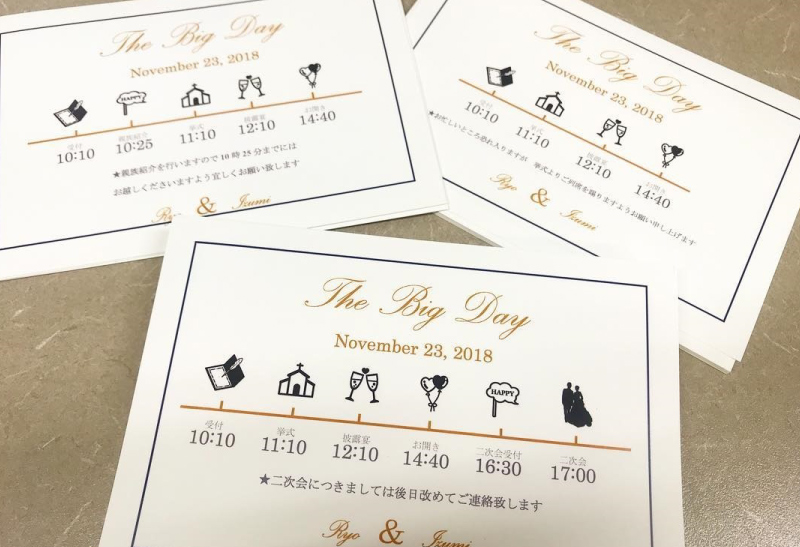 招待状 ウエディングタイムライン カラーver– レッドアトレブライダル